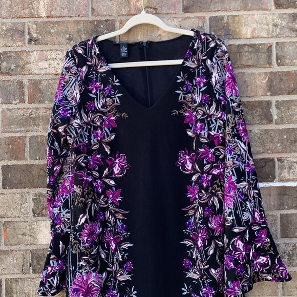 Take 50% OFF- INC International Concepts Floral Dress with Bishop Sleeves,Size-L - Picture 3 of 10